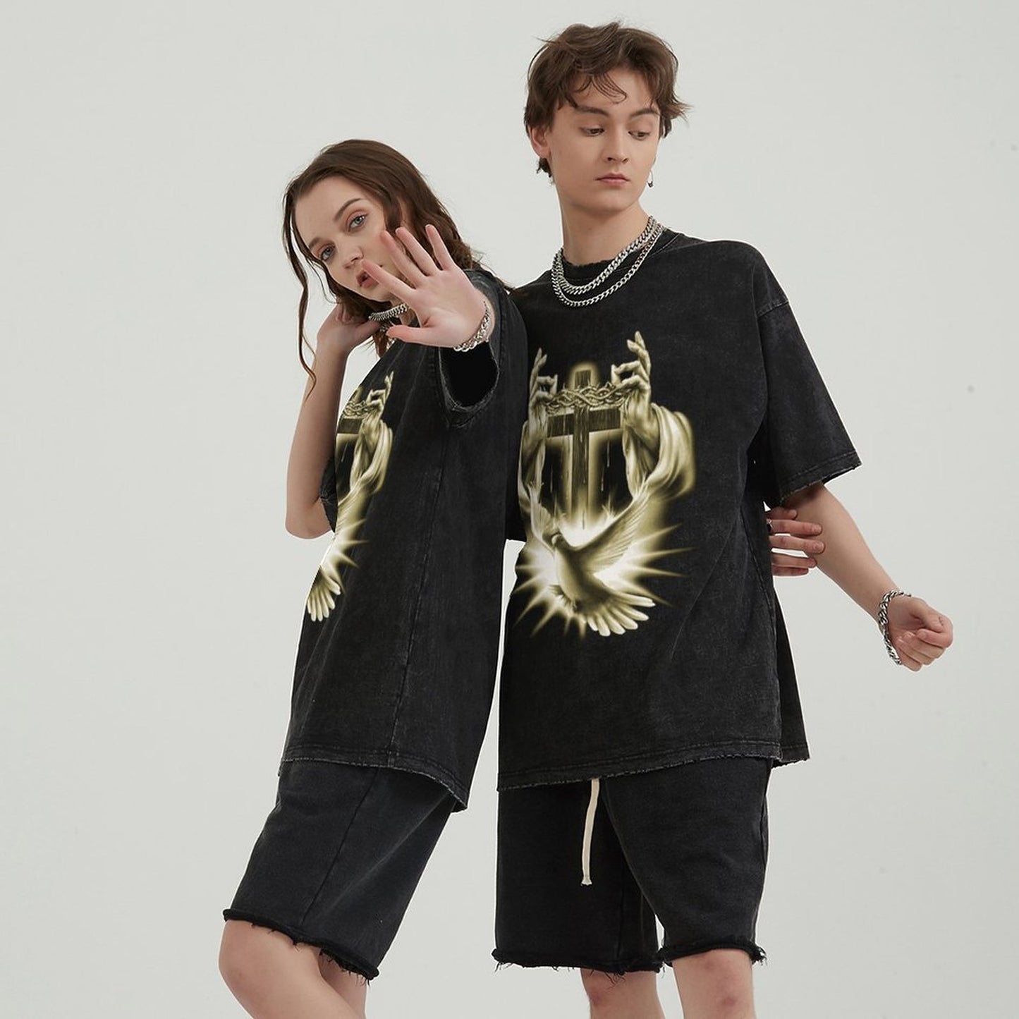 Unisex Vintage Solid Wash T-Shirts 2305103962