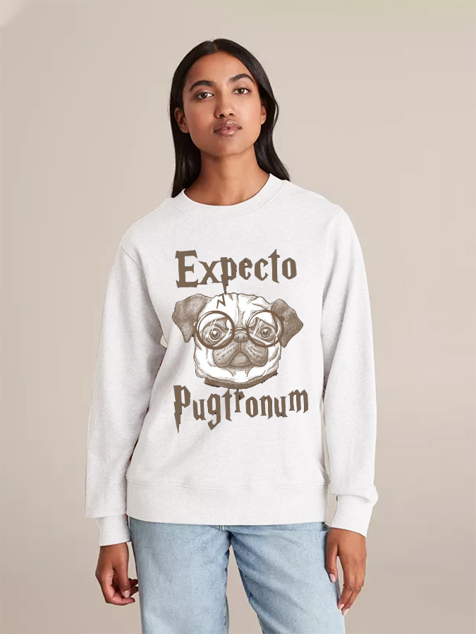 Unisex Round Neck Casual Printed Long Sleeve Sweatshirt