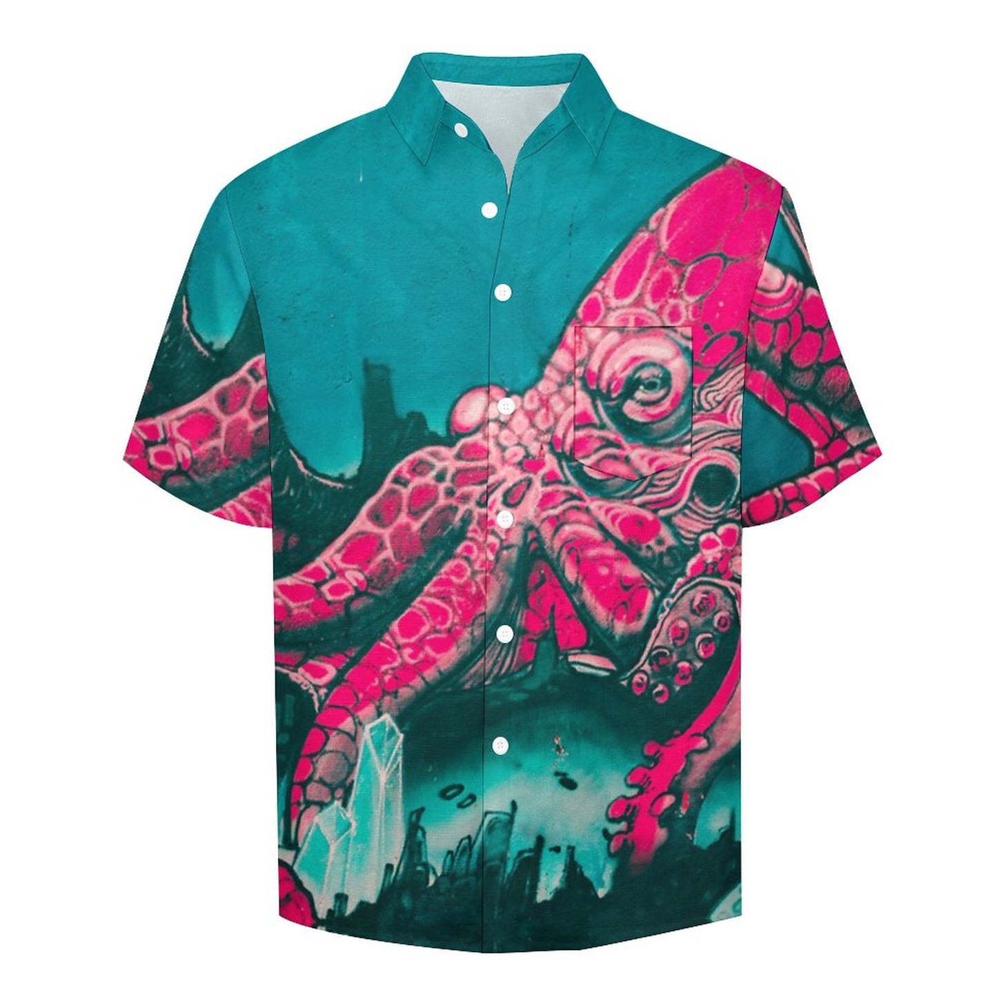 Men's Octopus Painted Print Vacation Hawaiian Shirt 2305106277