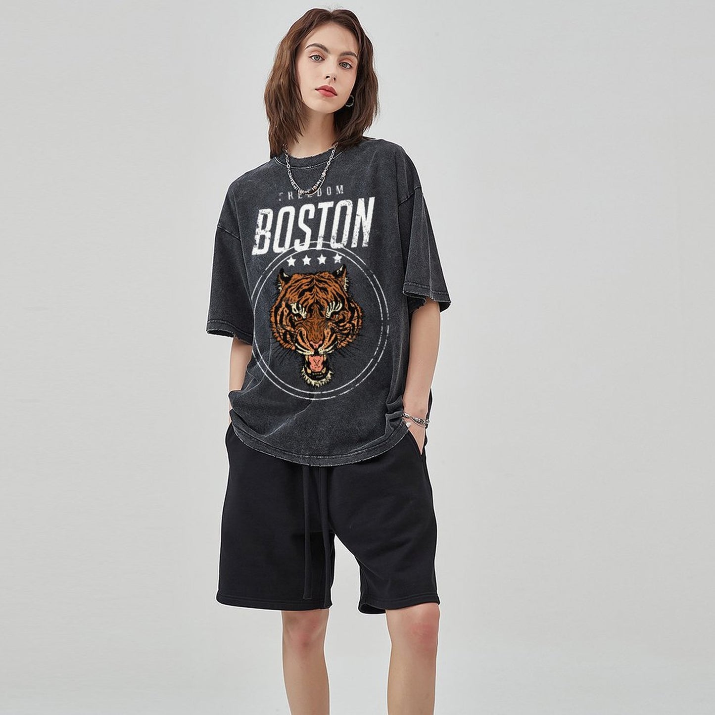 Mens Cotton Wash Solid T-Shirts Oversized Unisex Short Sleeve Streetwear Rap Hip Hop Basic Tee Tops 2305101617