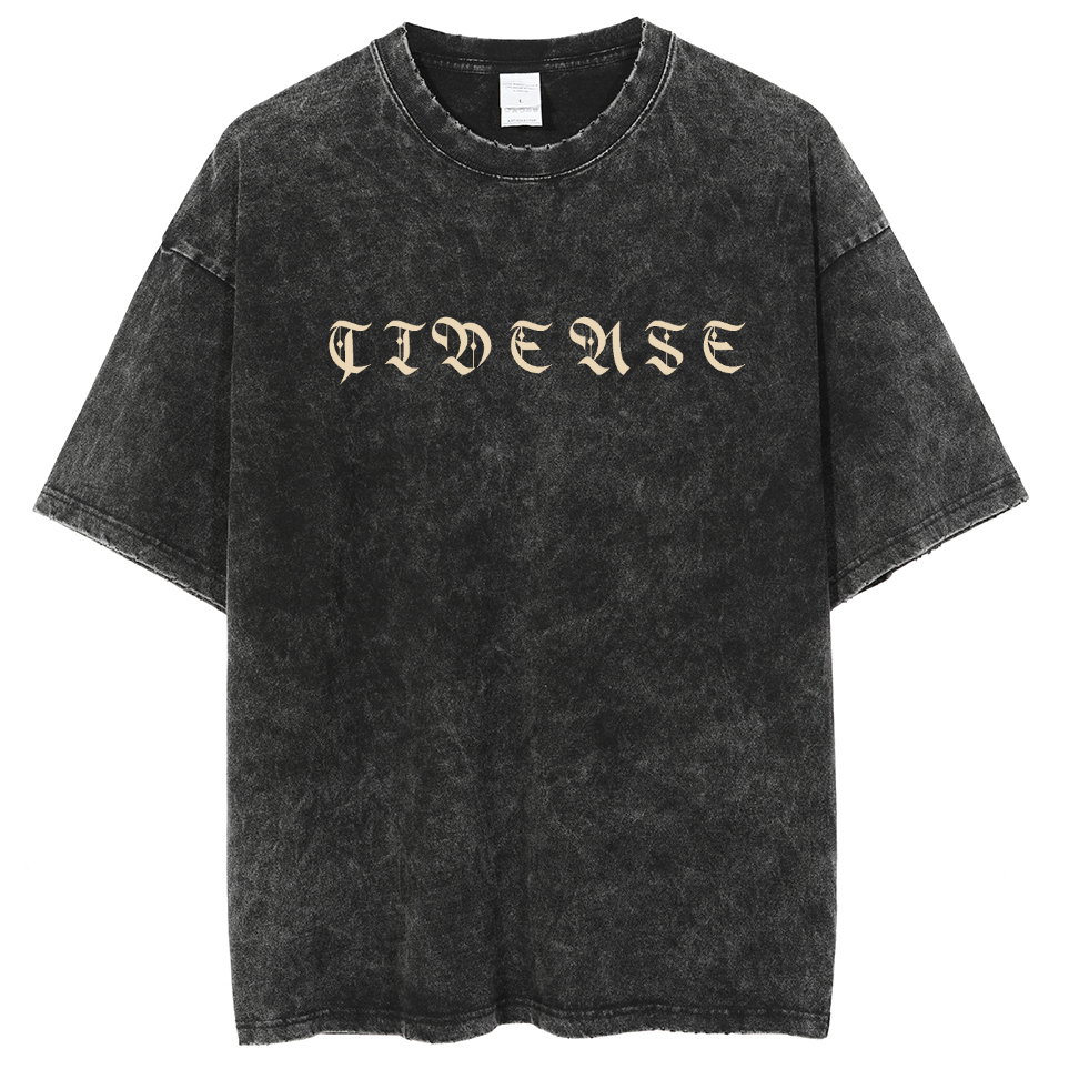 Mens Cotton Wash Solid T-Shirts Oversized Unisex Short Sleeve Streetwear Rap Hip Hop Basic Tee Tops