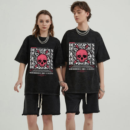 Unisex Vintage Solid Wash T-Shirts 2305102861