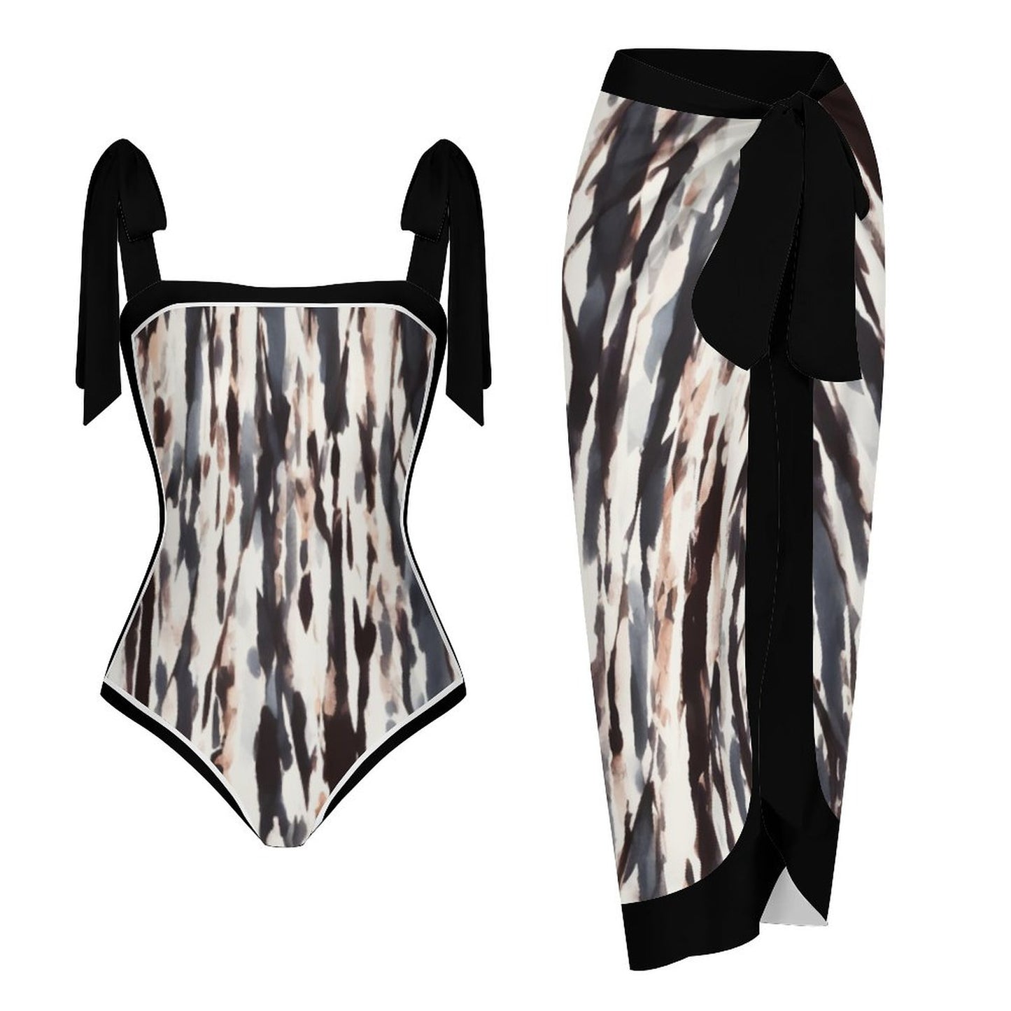 Fashion Printed One Piece Swimsuit And Cover Up 2305104415