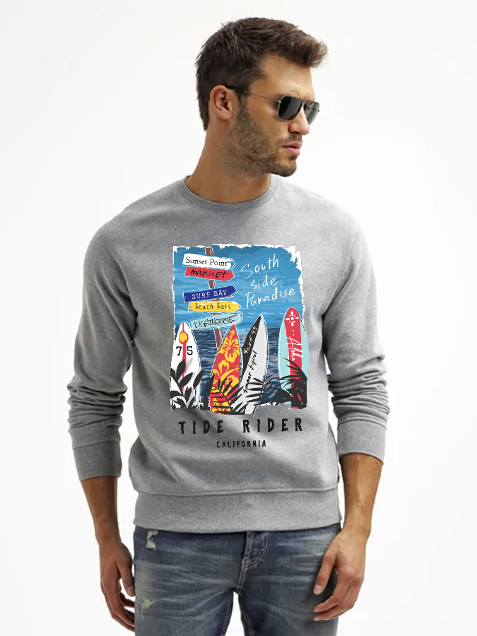 Unisex Round Neck Casual Tide Rider Printed Long Sleeve Sweatshirt