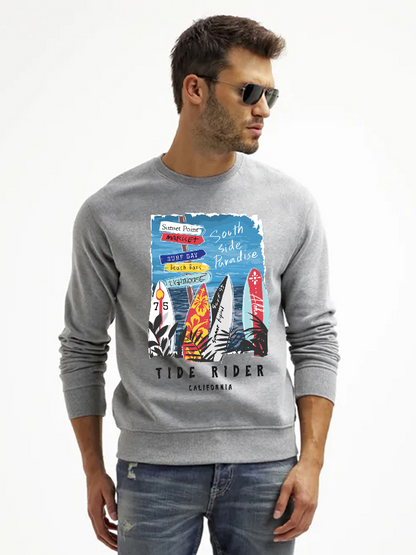 Unisex Round Neck Casual Tide Rider Printed Long Sleeve Sweatshirt