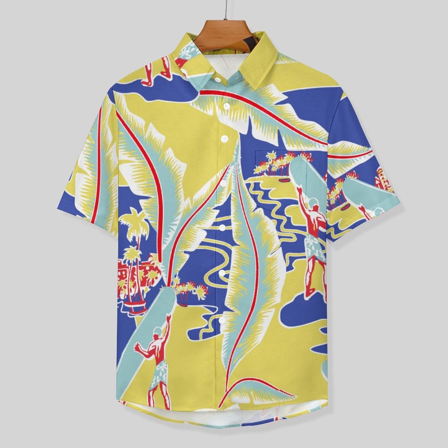 Men's Tropical Plant Print Vacation Hawaiian Shirt 2306104579