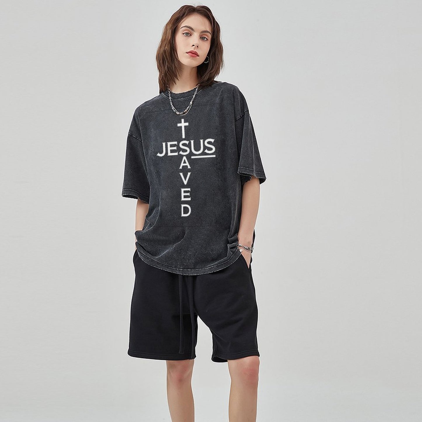 Unisex Vintage Solid Wash T-Shirts 2305103957
