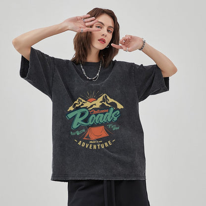 Unisex Vintage Solid Wash T-Shirts 2305102646