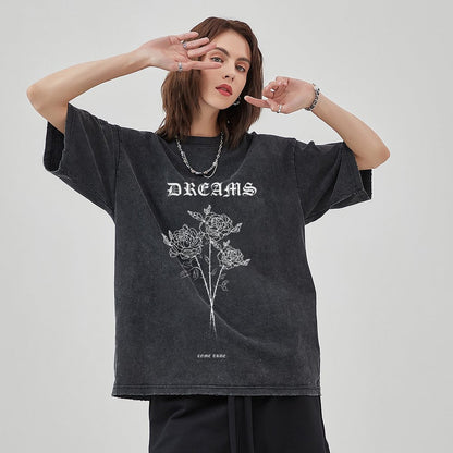 Unisex Vintage Solid Wash T-Shirts 2305102647