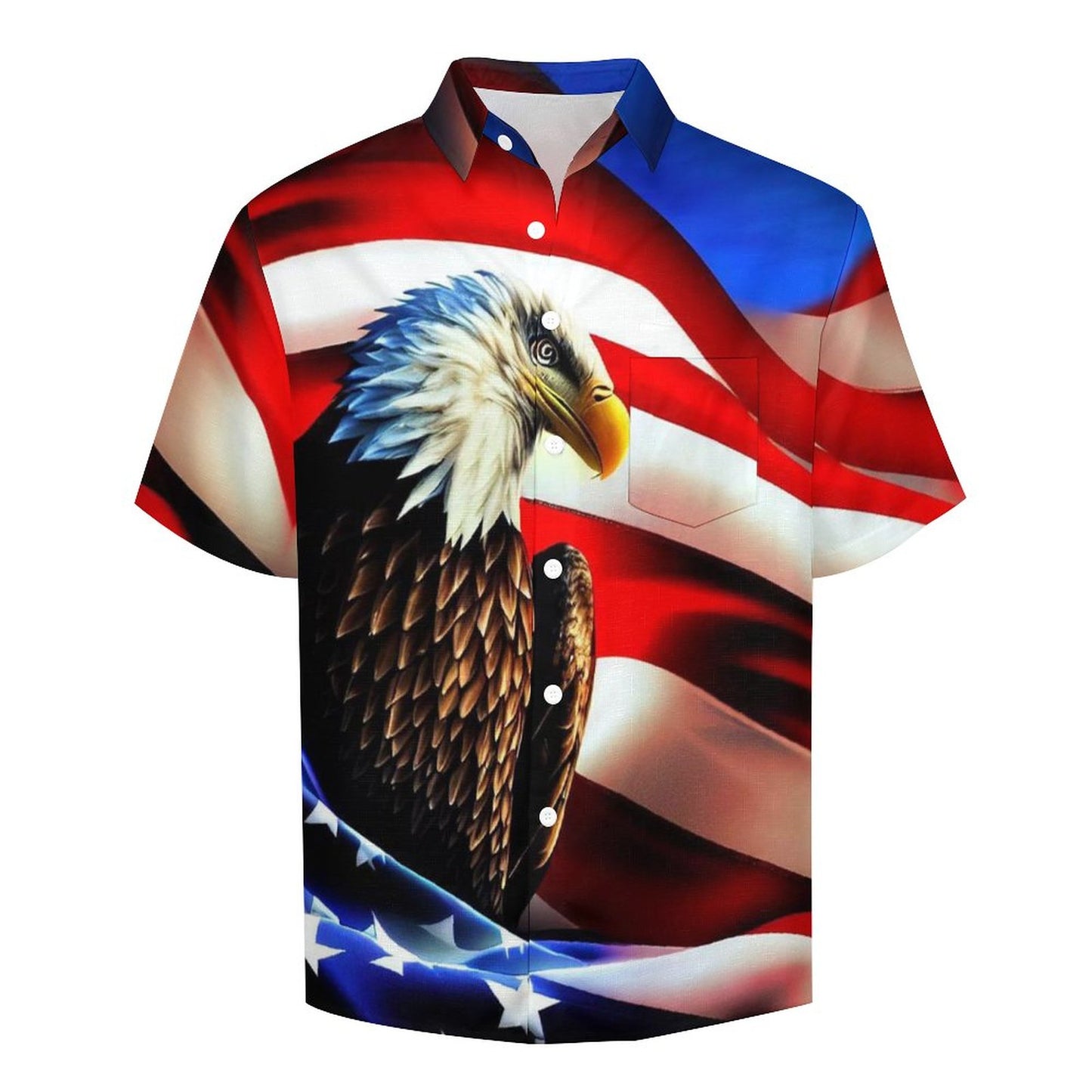 Men's Eagle American Flag Print Vacation Hawaiian Shirt 2305106651