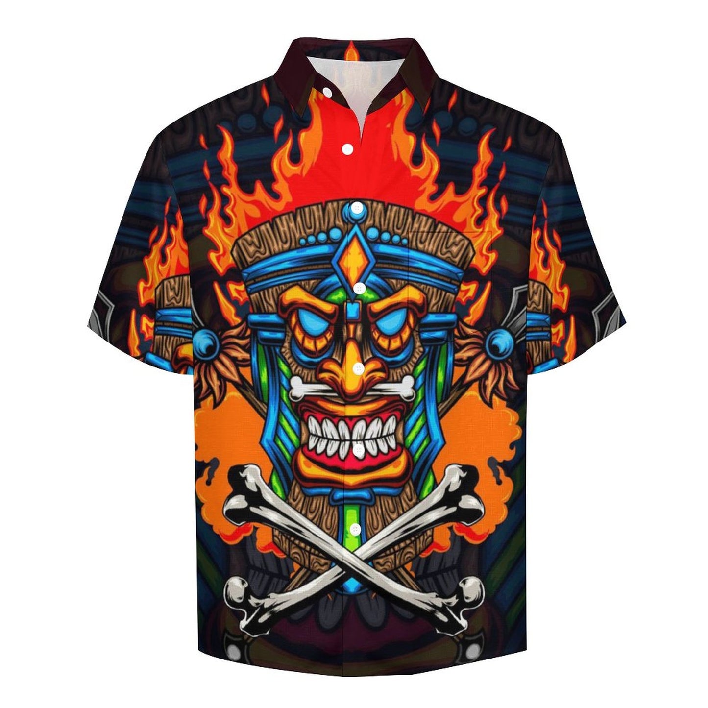 Men's Hawaiian TIKI Print Casual Short Sleeve Shirt 2306102582