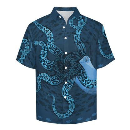 Men's Octopus Painted Print Vacation Hawaiian Shirt 2305106285