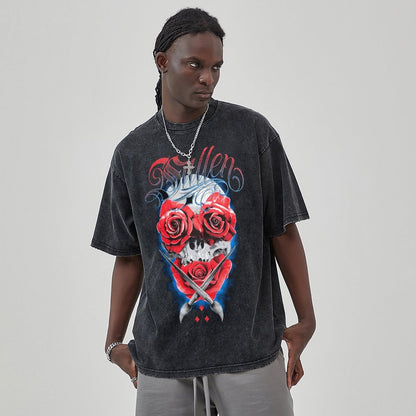 Unisex Vintage Solid Wash T-Shirts 2305104087