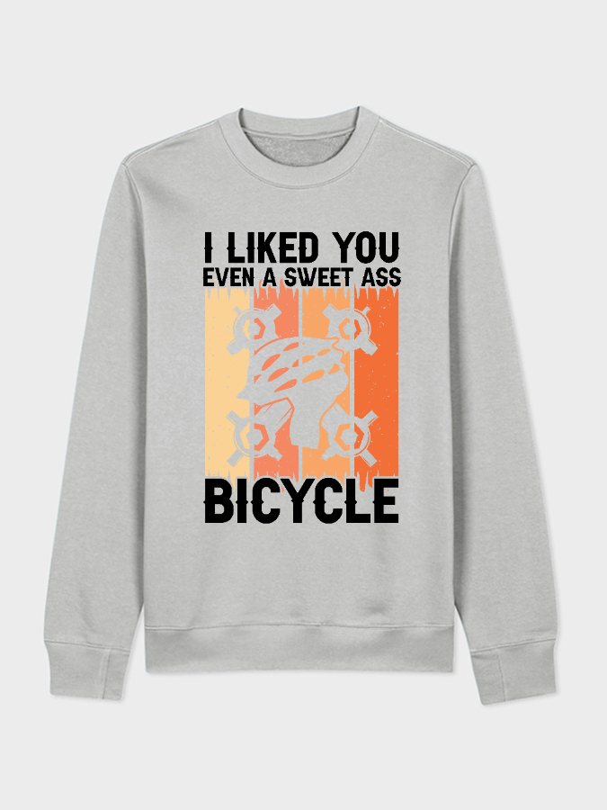 Unisex Round Neck Casual Bicycle Printed Long Sleeve Sweatshirt