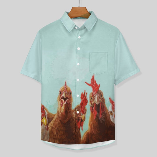 "Chicken's Watch" Casual Men's Print Shirt