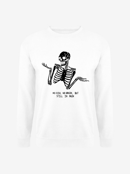 Unisex Round Neck Casual Skeleton Printed Long Sleeve Sweatshirt