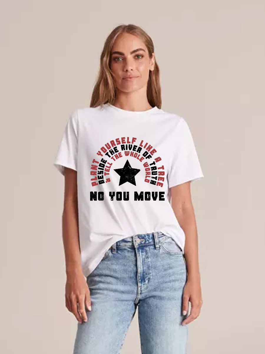 Women's Casual Marvel No You Move Printed Round Neck Short Sleeve T-Shirt