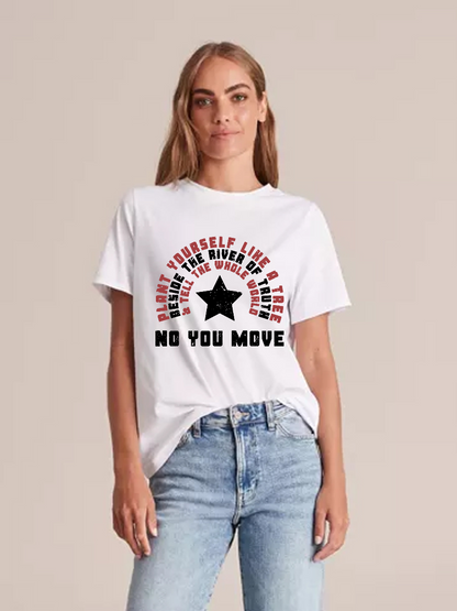 Women's Casual Marvel No You Move Printed Round Neck Short Sleeve T-Shirt
