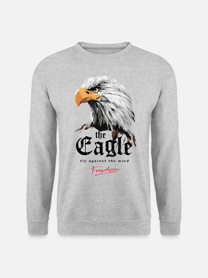 Unisex Round Neck Casual Eagle Printed Long Sleeve Sweatshirt