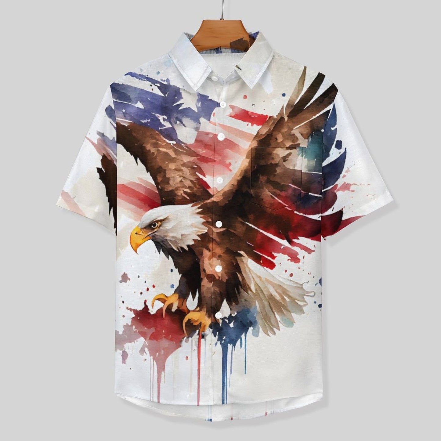 Men's Eagle Watercolor Art Print Vacation Hawaiian Shirt