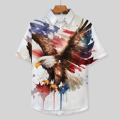 Men's Eagle Watercolor Art Print Vacation Hawaiian Shirt