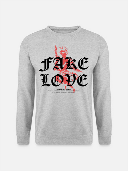 Unisex Round Neck Casual Peace Love Printed Long Sleeve Sweatshirt