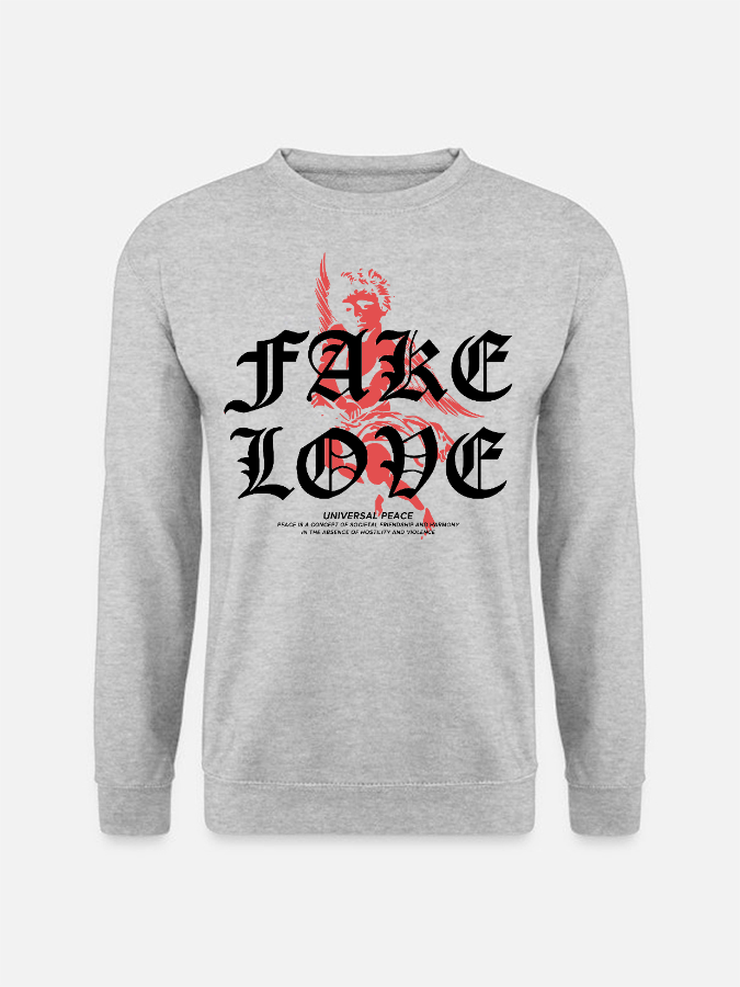 Unisex Round Neck Casual Peace Love Printed Long Sleeve Sweatshirt