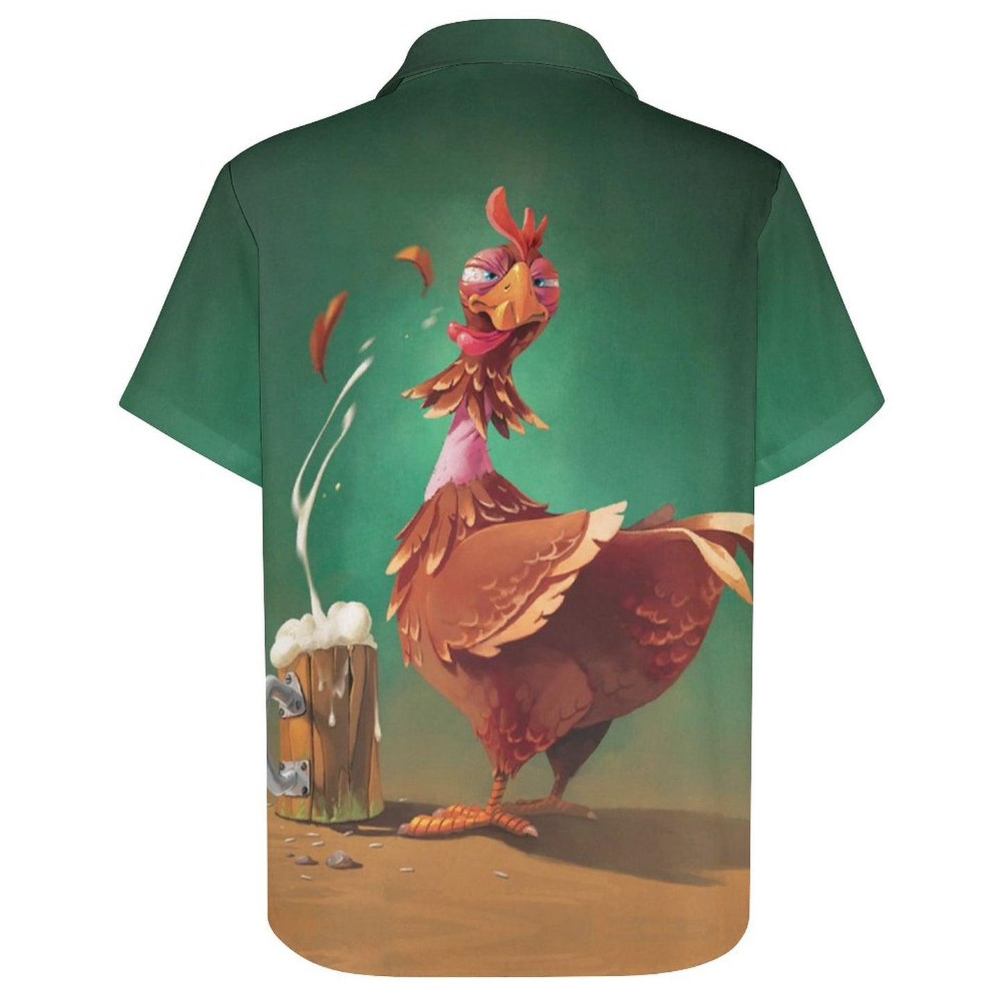Men's Hawaiian Drunken Chicken Print Casual Short Sleeve Shirt 2306102833