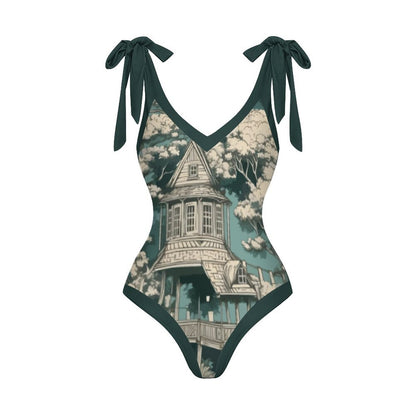 Casual Printed One-Piece Swimsuit And Cover Up 2305102460