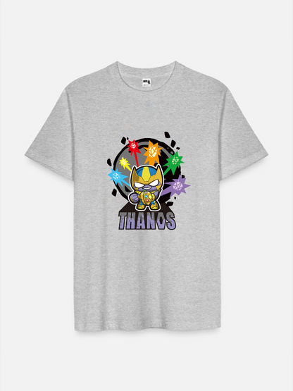 Men's Casual Tiny Thanos Printed Round Neck Short Sleeve T-Shirt