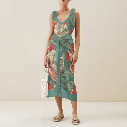 Casual Printed One-Piece Swimsuit And Cover Up 2305104112