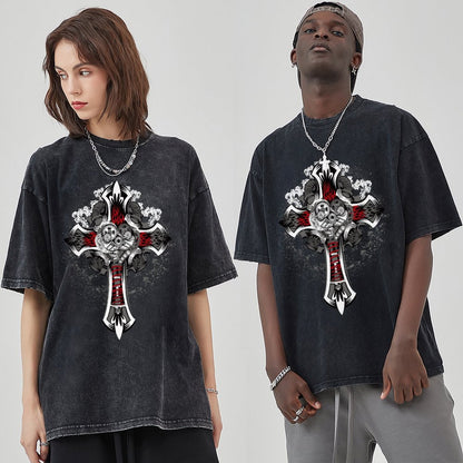 Unisex Vintage Solid Wash T-Shirts 2305102858