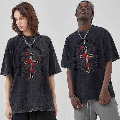 Unisex Vintage Solid Wash T-Shirts 2305102854