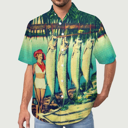 Men's Fish Print Vacation Hawaiian Shirt2306100697