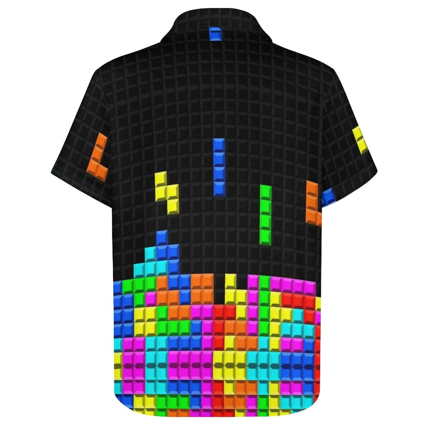 Men's Tetris Print Casual Short Sleeve Shirt 2306102366