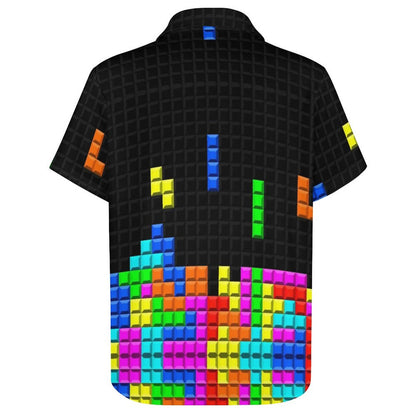 Men's Tetris Print Casual Short Sleeve Shirt 2306102366