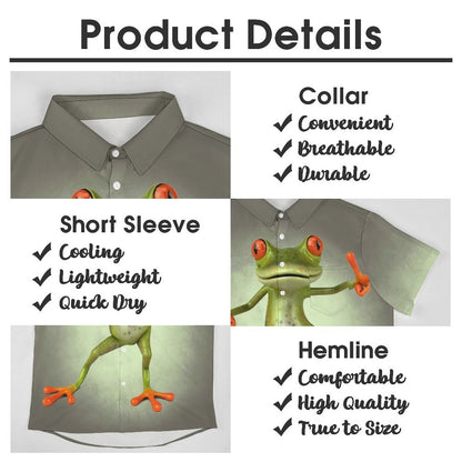 Men's Hawaiian Frog Print Casual Short Sleeve Shirt 2306102683