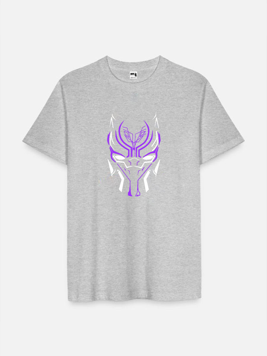 Men's Casual Marvel Black Panther Neon Printed Round Neck Short Sleeve T-Shirt