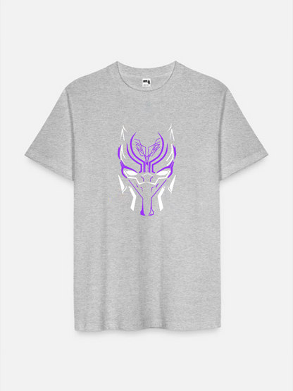 Men's Casual Marvel Black Panther Neon Printed Round Neck Short Sleeve T-Shirt