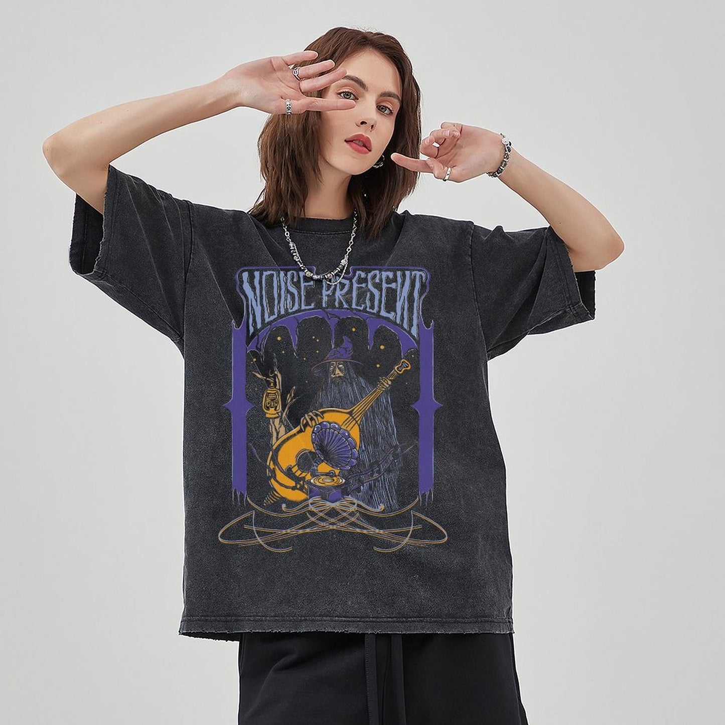 Unisex Vintage Solid Wash Denim T-Shirts