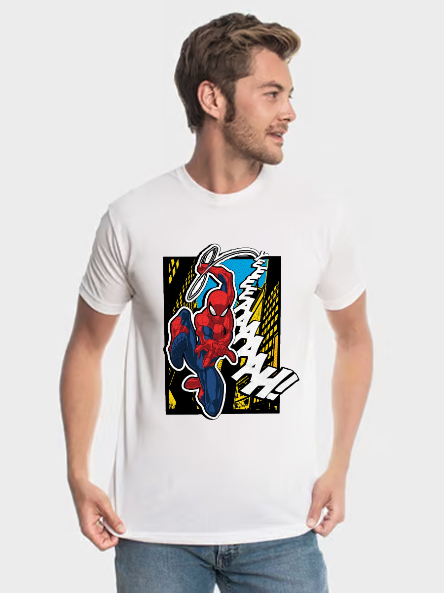 Men's Casual Spiderman Printed Round Neck Short Sleeve T-Shirt