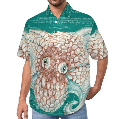 Men's Octopus Painted Art Print Vacation Hawaiian Shirt 2305106292