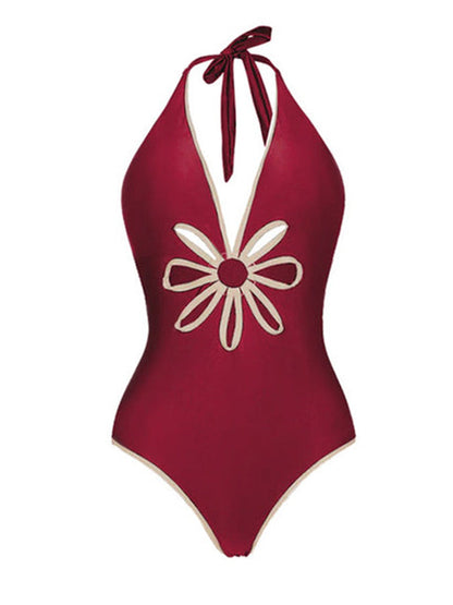 Fashion Deep V One Piece Swimsuit Set