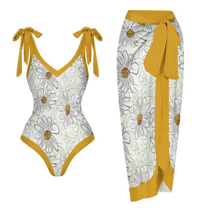 Casual Printed One-Piece Swimsuit And Cover Up 2305102677
