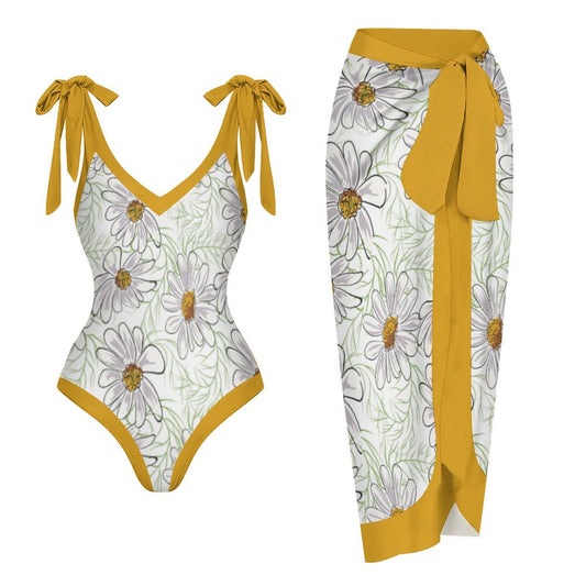 Casual Printed One-Piece Swimsuit And Cover Up 2305102677