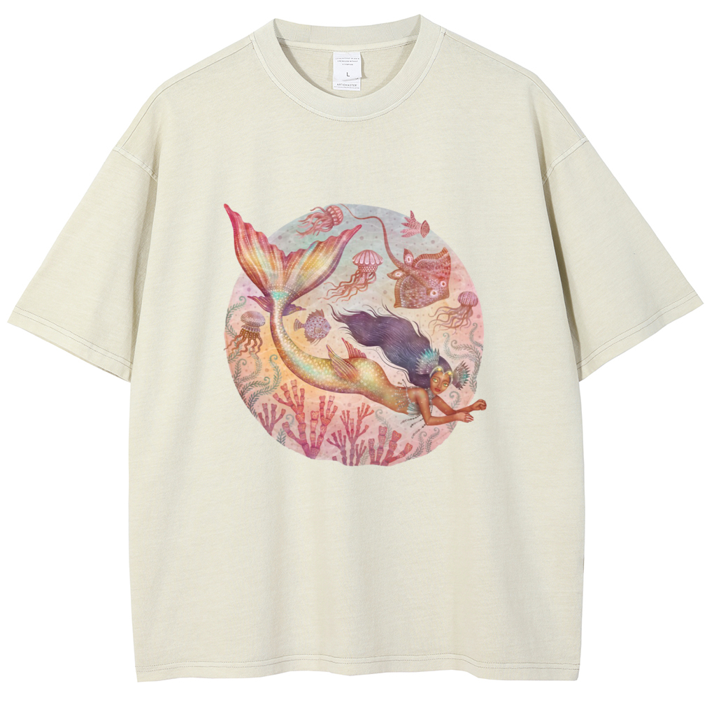 Mens Cotton Wash Solid T-Shirts Oversized Unisex Short Sleeve Streetwear Rap Hip Hop Basic Tee Tops