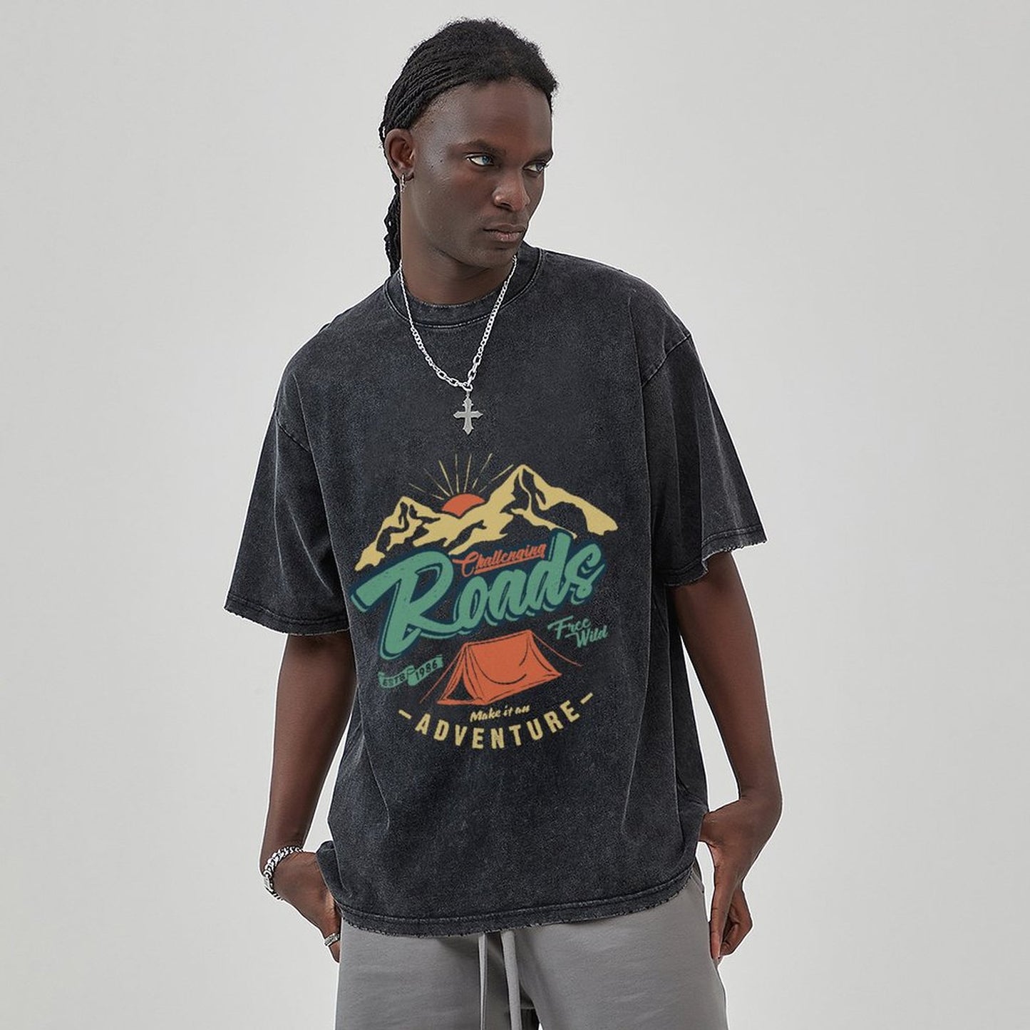 Unisex Vintage Solid Wash T-Shirts 2305102646