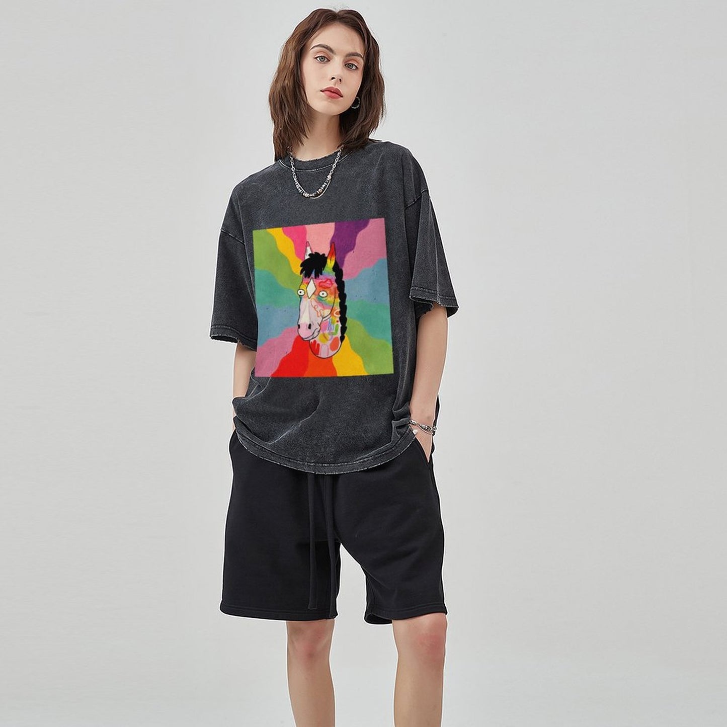 Unisex Vintage Solid Wash T-Shirts 2305103537
