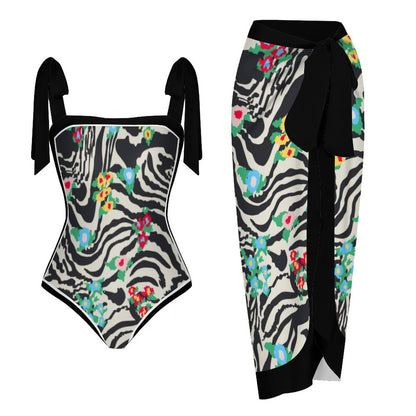 Fashion Printed One Piece Swimsuit And Cover Up 2305104590