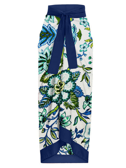 Fashion Vintage Floral Print Swimsuit and Cover Up
